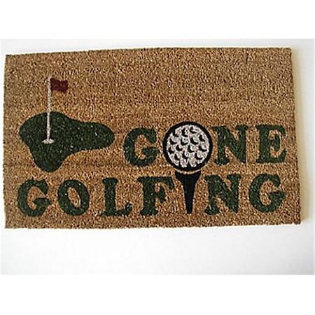 Geo Crafts Geo Crafts G141 GONE GOLF 18 x 30 in. PVC Backed Stencilled Coco Mat G141 GONE GOLF